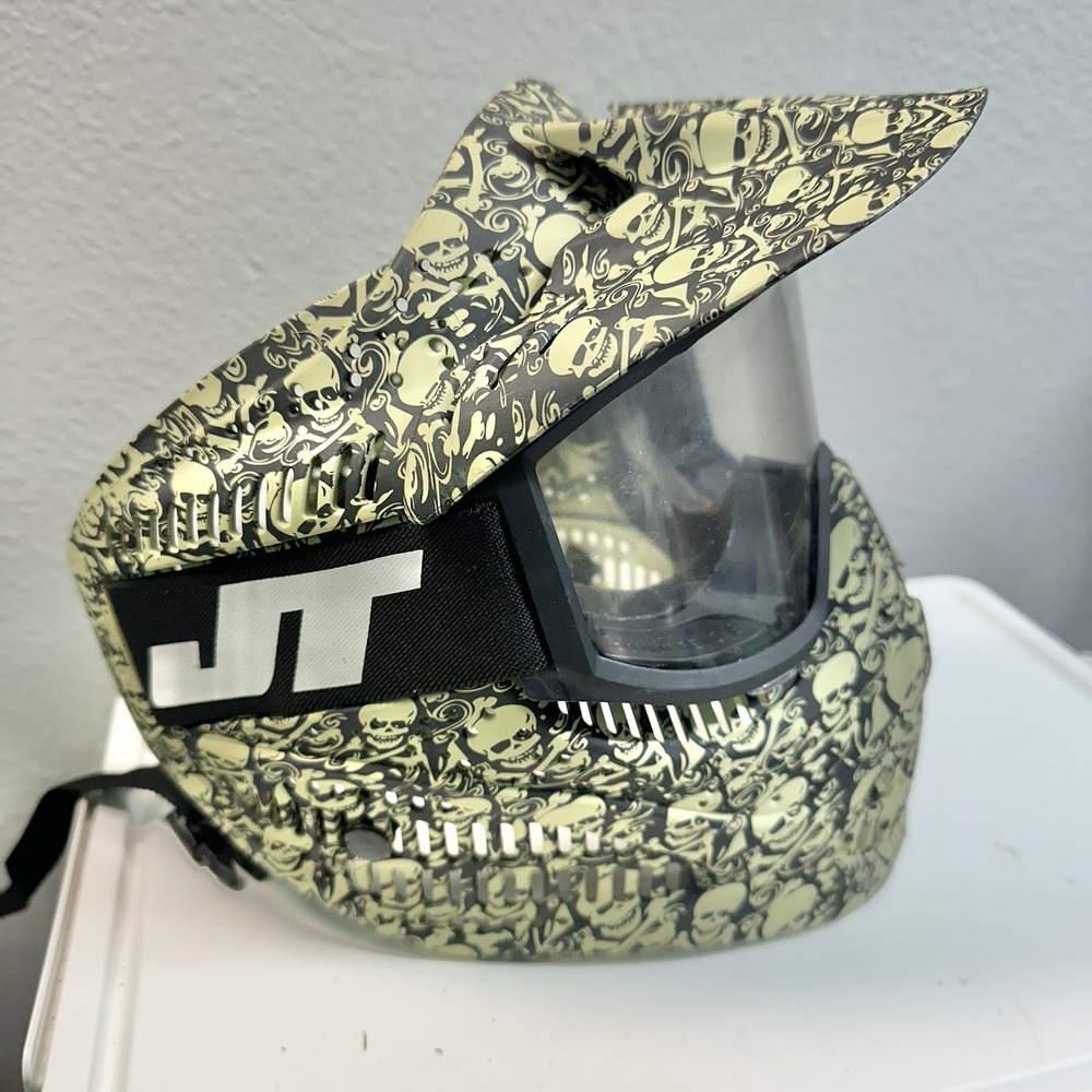 JT Paintball Mask Skull Graphic Vented Full Face Goggles‎ Adjustable Strap